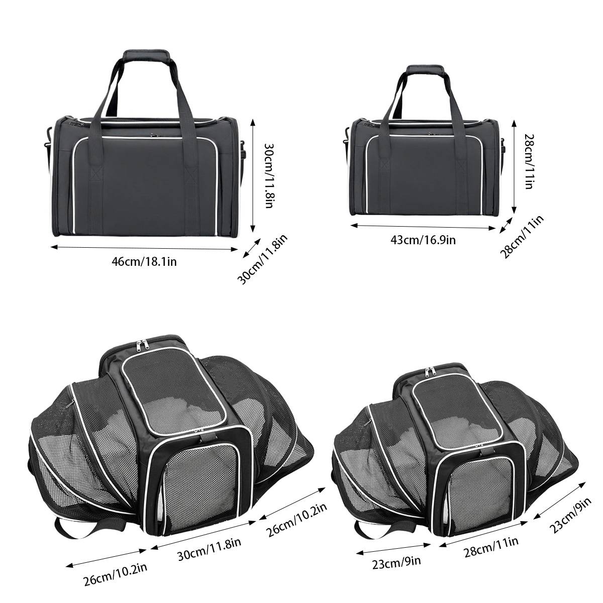 Cat Carrier Bag - Extended Portable Pet Bag for Small Dogs