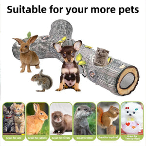 Y-Shaped Tree Trunk Cat Tunnel for Indoor & Outdoor Pet Play