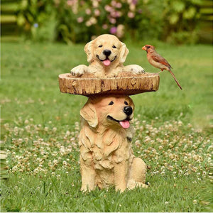 Resin Bird Feeder Birdbath Statue - Outdoor Garden Decor with Animal Design