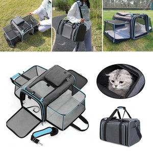 Cat Carrier Bag - Expandable Travel Pet Bag (48x30x31cm)