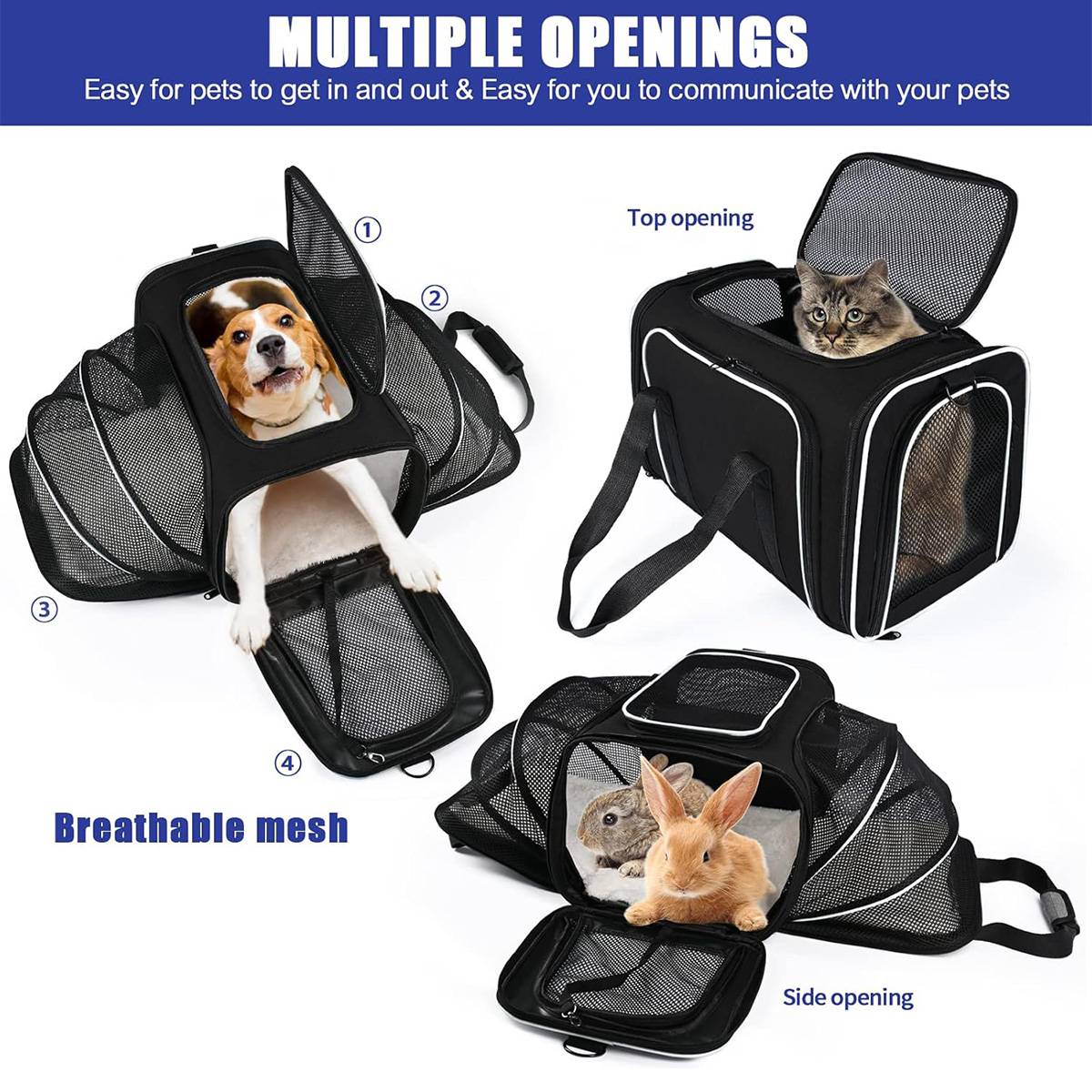 Cat Carrier Bag - Extended Portable Pet Bag for Small Dogs