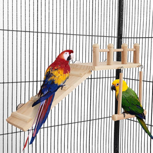 3PCS Wooden Bird Toys Set With Swing Ladder and Platform