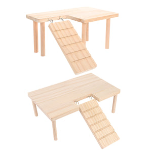 Wooden Hamster Platform With Ramp And Stairs For Climbing And Rest