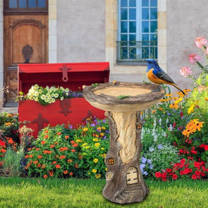 Resin Bird Feeder Birdbath Statue - Outdoor Garden Decor with Animal Design