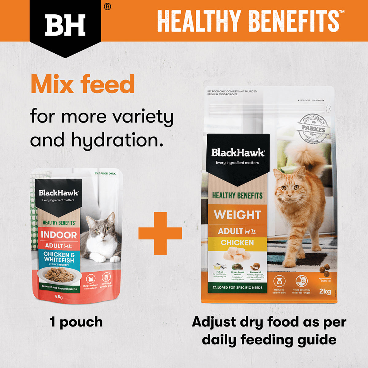 Black Hawk Healthy Benefits Dry Cat Food Adult Weight Chicken 2kg