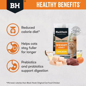 Black Hawk Healthy Benefits Dry Cat Food Adult Weight Chicken 2kg