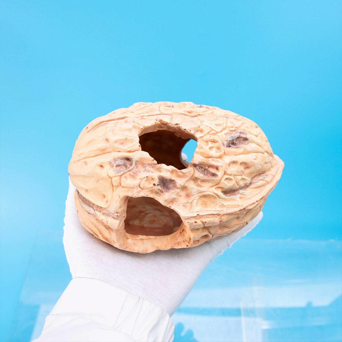 Walnut Reptile Hideout Cave for Lizards and Small Pets