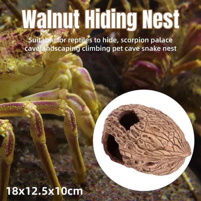 Walnut Reptile Hideout Cave for Lizards and Small Pets