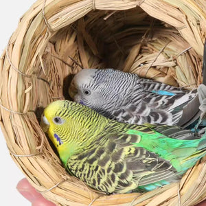 6PCS Handwoven Straw Bird Nest 12cm Natural Grass