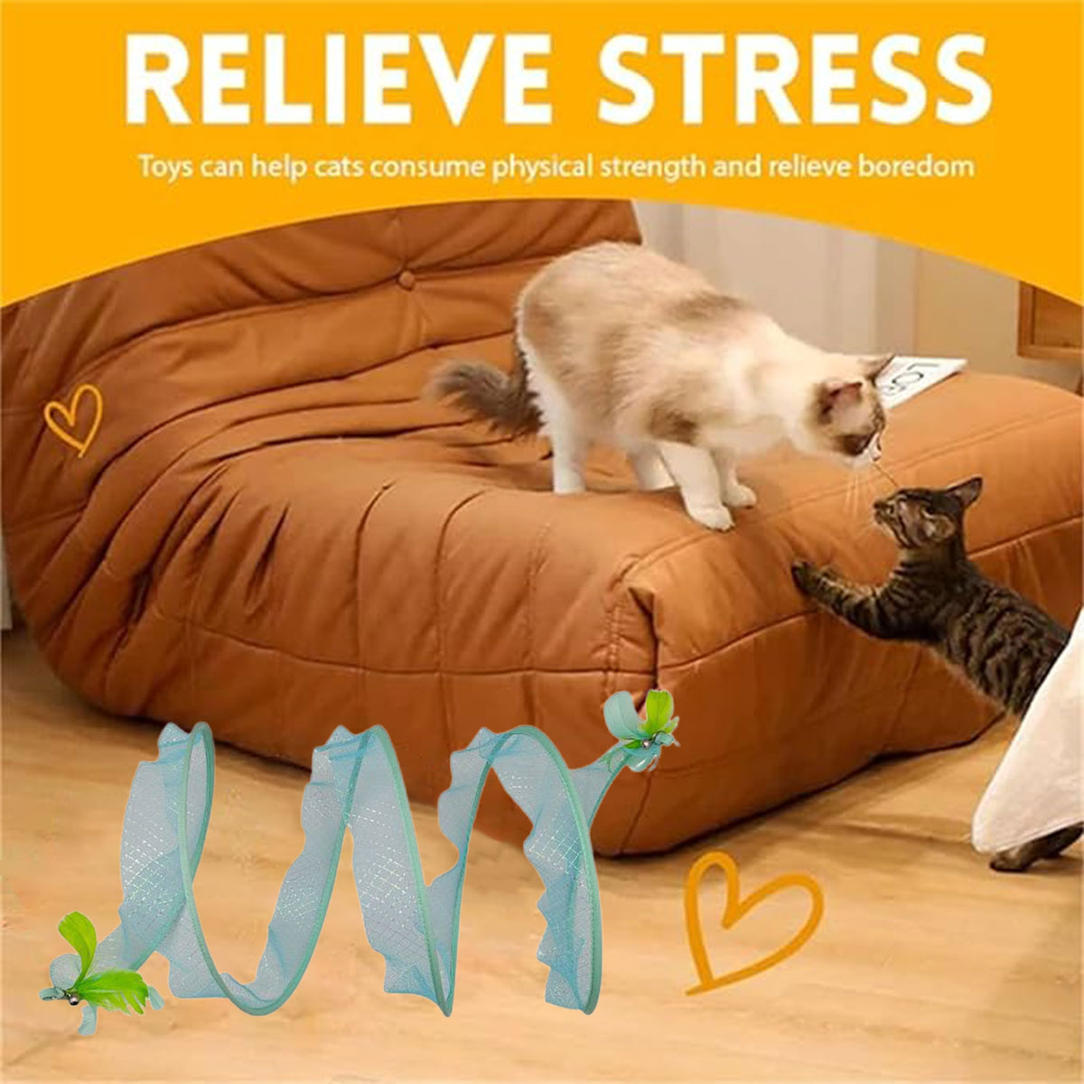 Interactive S-Shaped Cat Tunnel Toy for Indoor Play and Exercise