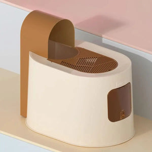 Fully Enclosed Cat Litter Box with Top Entry & Drawer Design