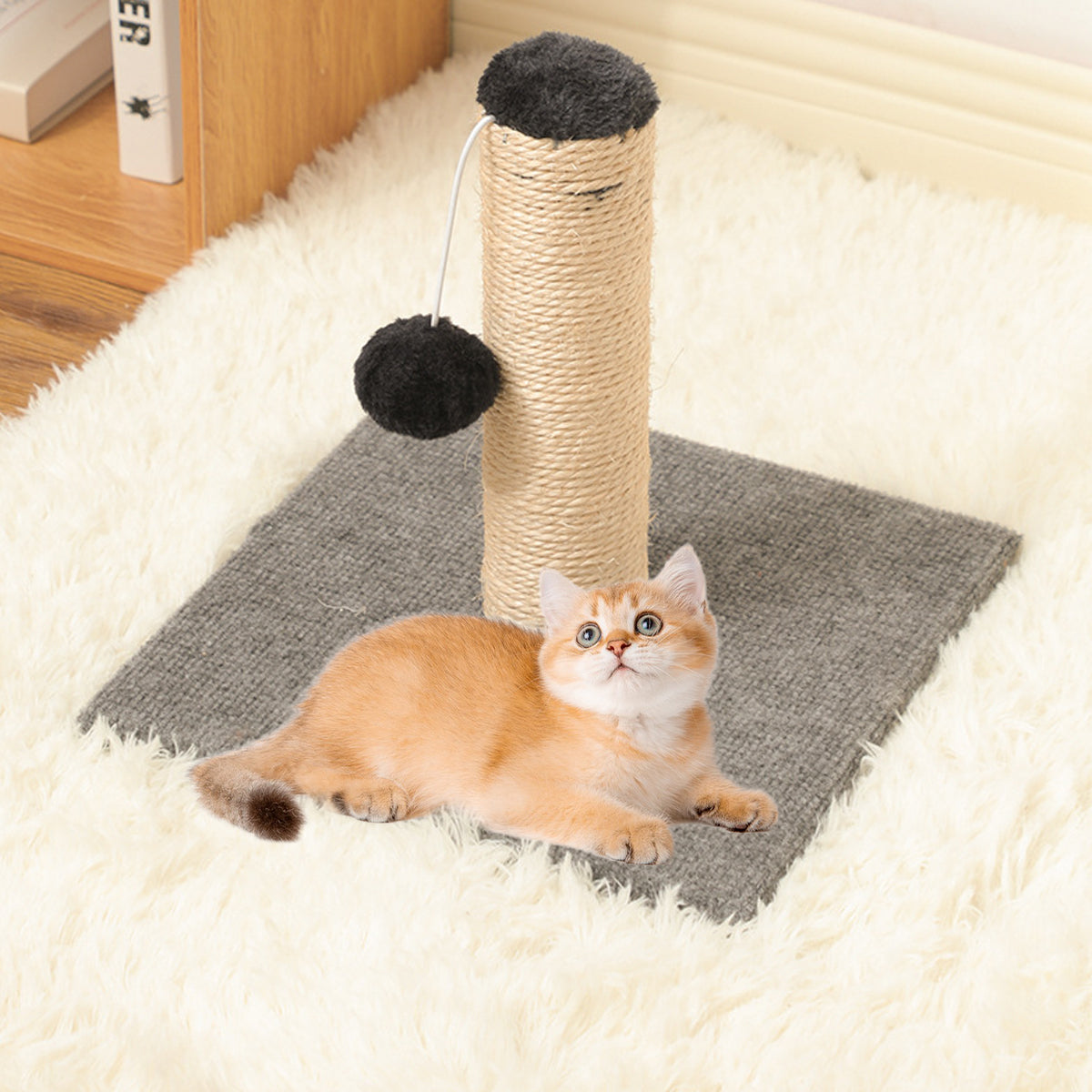 Adjustable Sisal Cat Scratching Post With Toy Ball