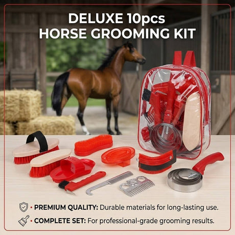 Ten-piece horse grooming kit with carry tote – product view 2