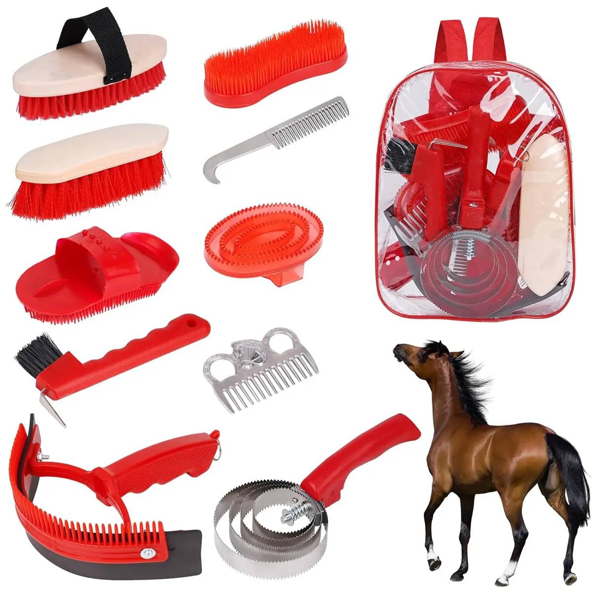 Horse Grooming Kit 10PCS - Horse Comb Brush Set for Stables