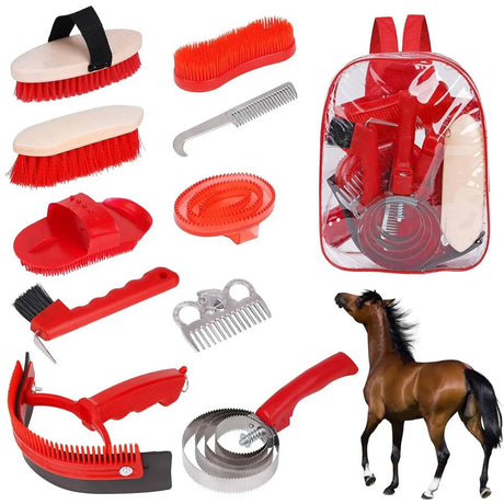 Ten-piece horse grooming kit with carry tote – product view 3
