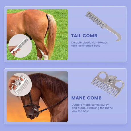 Ten-piece horse grooming kit with carry tote – product view 11