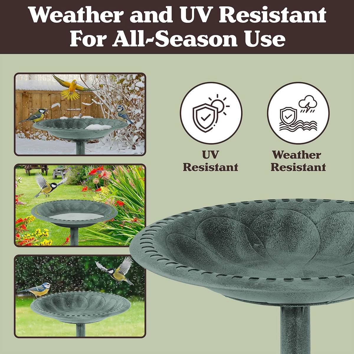 Pedestal Bird Bath for Outdoor Garden | Antique Vintage Style