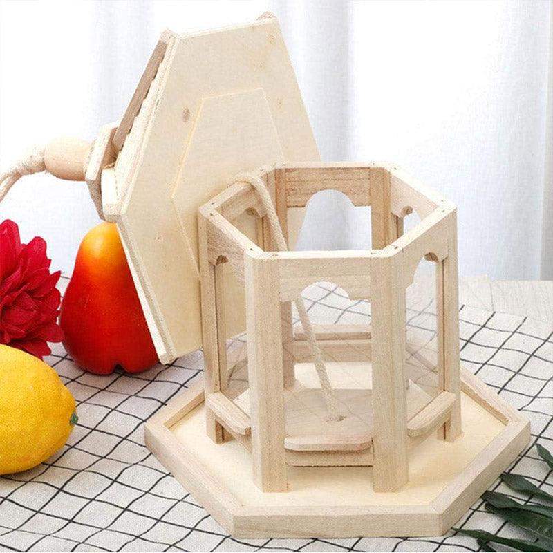 Hexagonal Hanging Outdoor Garden Decor Wooden Bird Feeder