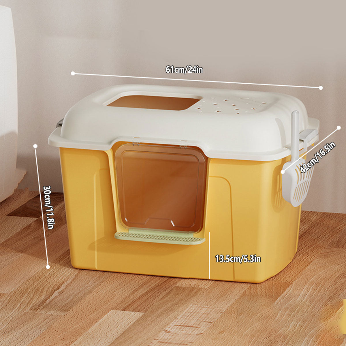 Large Semi-Enclosed Cat Litter Box With Door