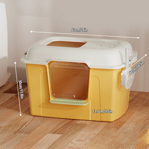 Large Semi-Enclosed Cat Litter Box With Door