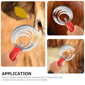 Stainless Steel Grooming Brush Ring Comb For Horses & Cattle