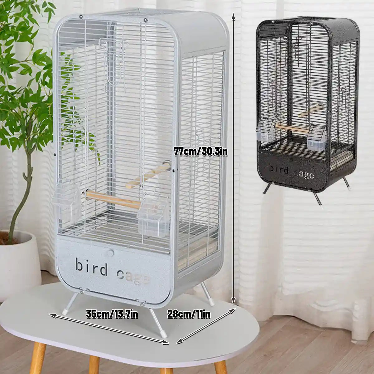 Parrot Cage Modern Metal Bird Cage with Stand and Easy-Clean Tray