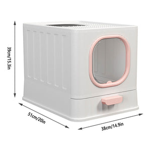 Enclosed Cat Litter Box With Pull-Out Tray