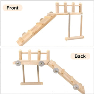 3PCS Wooden Bird Toys Set With Swing Ladder and Platform