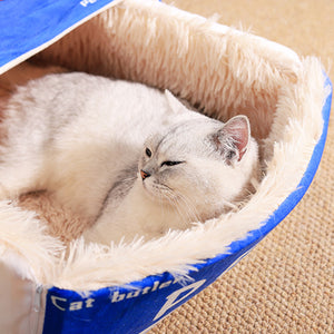 Warm Rectangular Pet Bed with Plush Interior