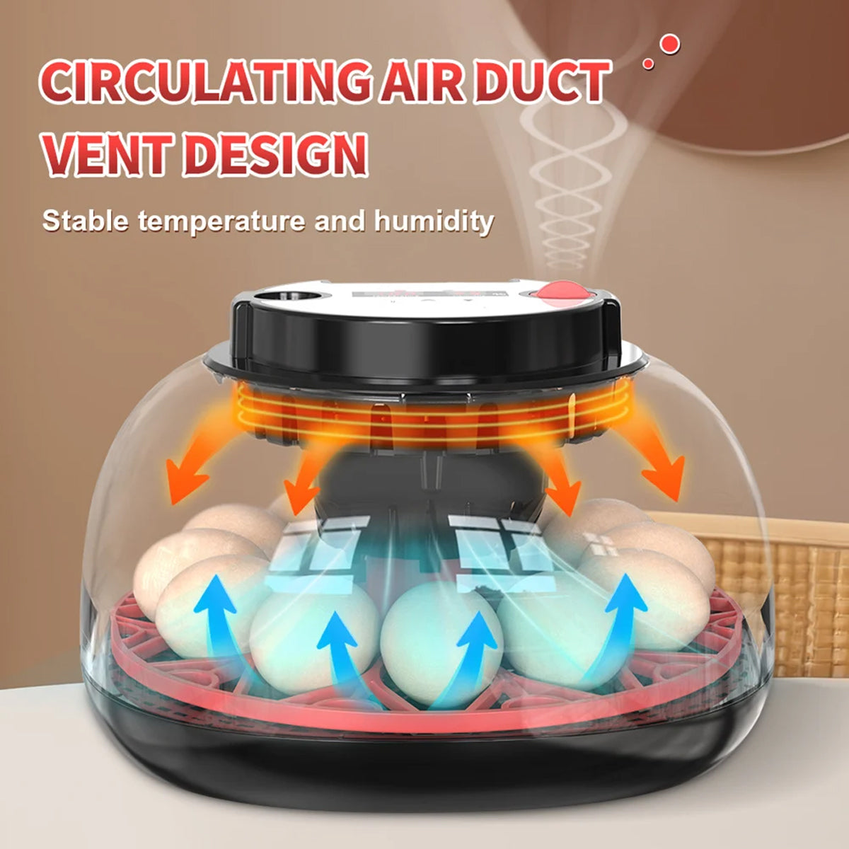 12 Egg Incubator Auto Turn Humidity & Water Refill