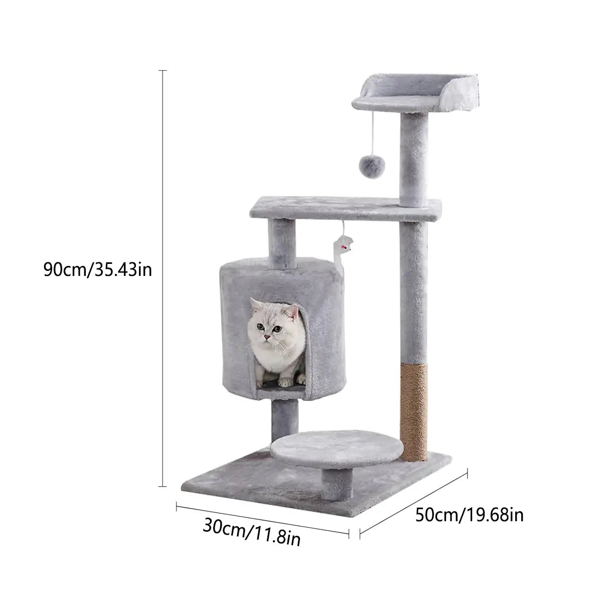 Multi-Level Cat Climbing Frame with Condo and Sisal Scratching Post