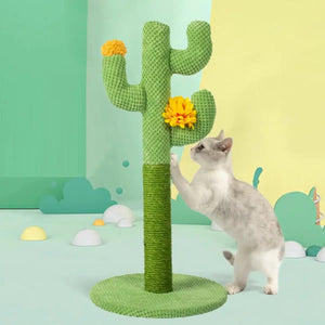 Cactus Cat Scratching Post with Sisal and Corduroy Fabric