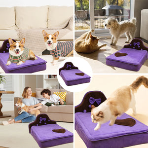 Plush Pet Bed Sofa With Removable Cushion
