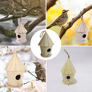 Handcrafted Wooden Bird Nest Hanging Decor