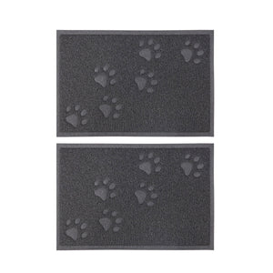Pet Food Mat 2PCS Paw Print Design Non Slip Floor Feeding Mat for Dogs and Cats