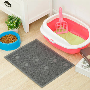 Pet Food Mat 2PCS Paw Print Design Non Slip Floor Feeding Mat for Dogs and Cats