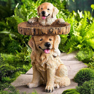 Resin Bird Feeder Birdbath Statue - Outdoor Garden Decor with Animal Design
