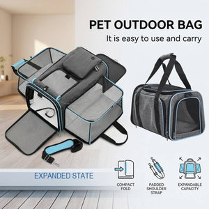Cat Carrier Bag - Expandable Travel Pet Bag (48x30x31cm)