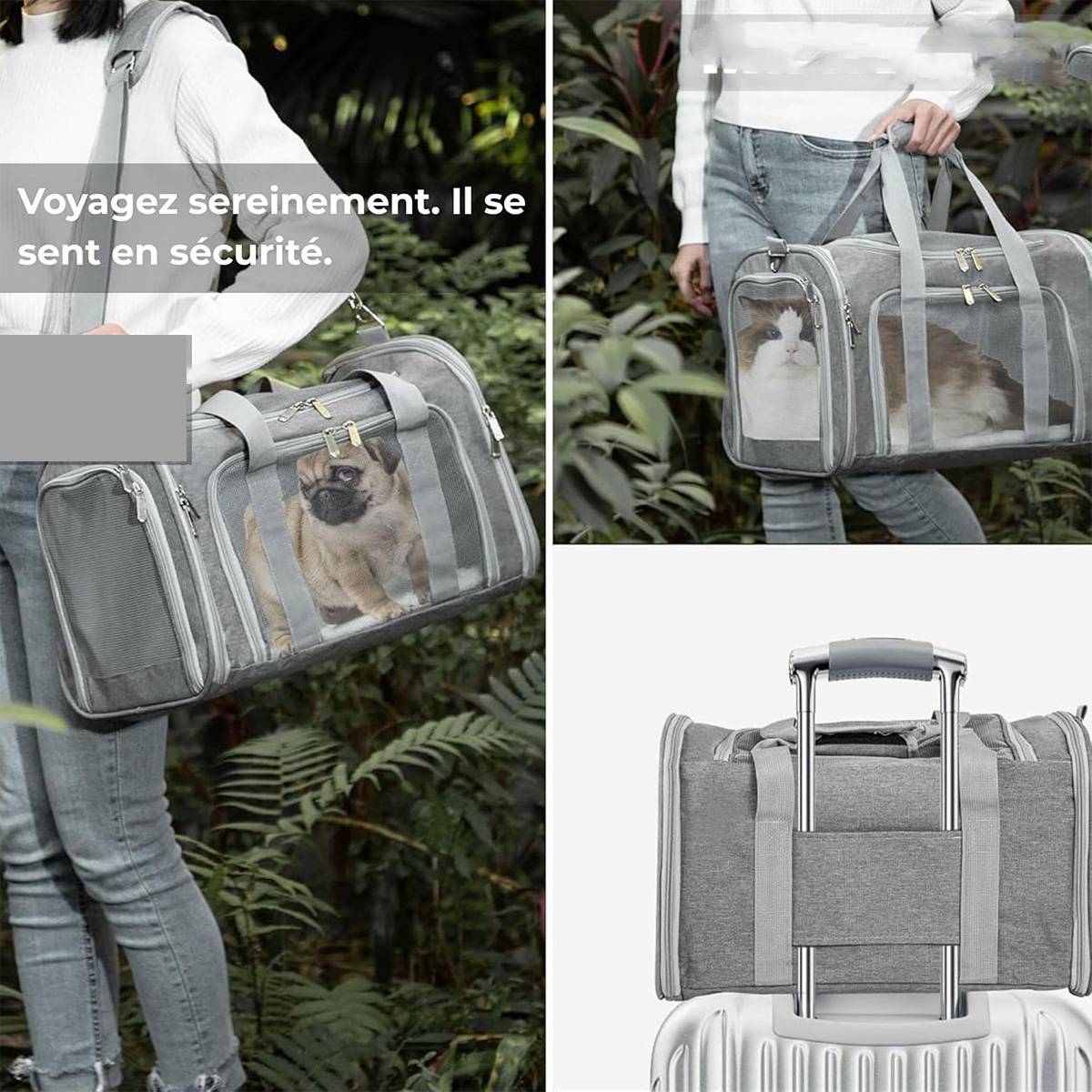 Pet Travel Bag - Foldable Breathable Cat & Dog Carrier (50cm)