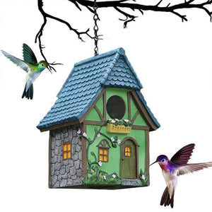 Decorative Resin Cottage Garden Ornament Bird House for Small Birds