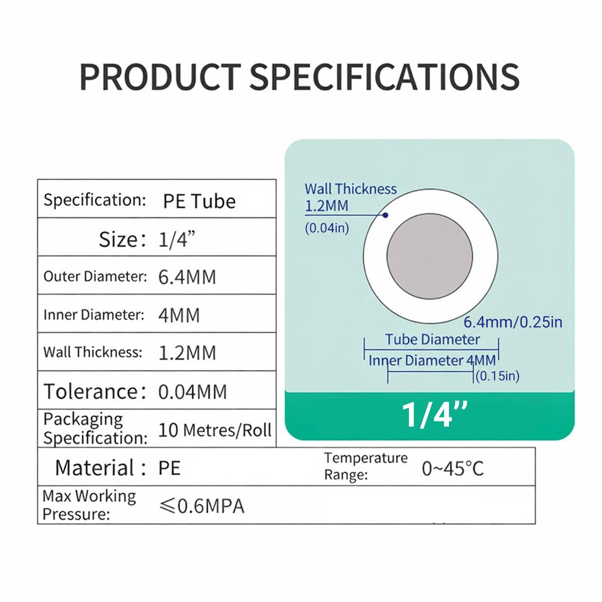 Water Purifier Tubing - 2-Pipe 10M RO Faucet Outlet Hose