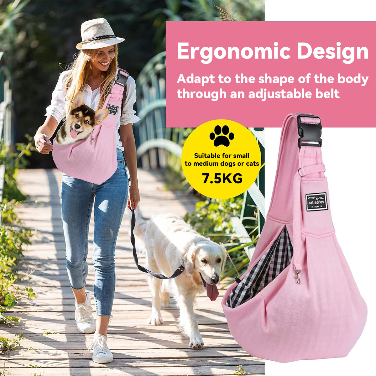 Pet Carrier Foldable Breathable Bag for Small Medium Dogs Cats Travel Walking