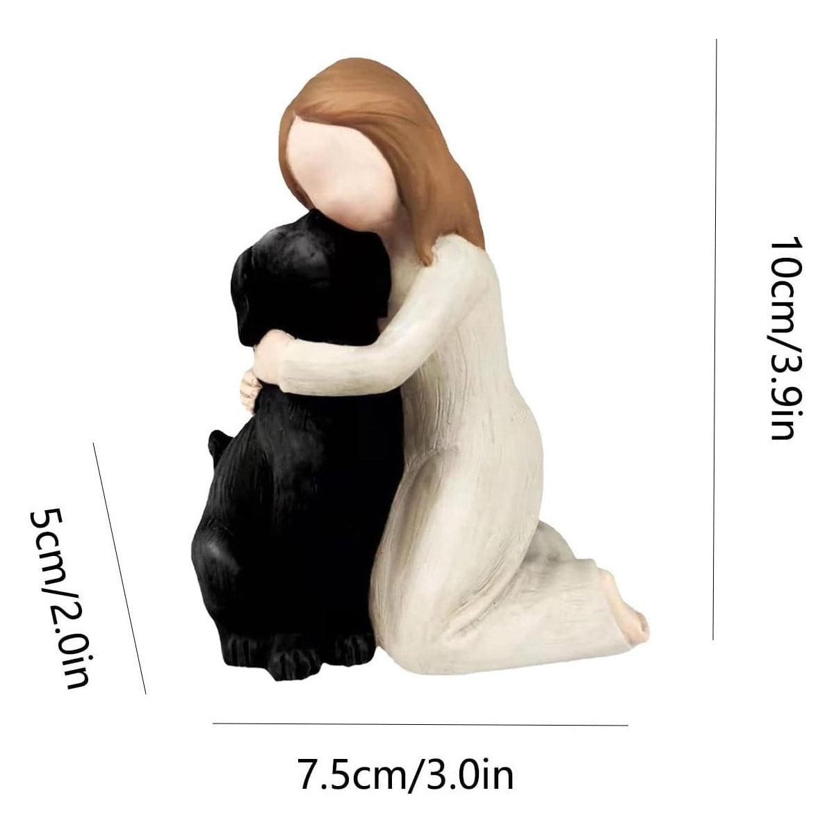Heartwarming Pet Memorial Statue Girl Hugging Dog Figurine for Home Décor