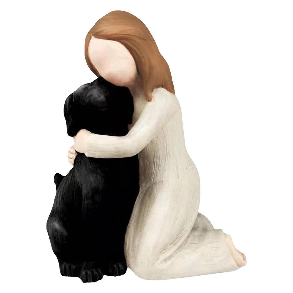 Heartwarming Pet Memorial Statue Girl Hugging Dog Figurine for Home Décor