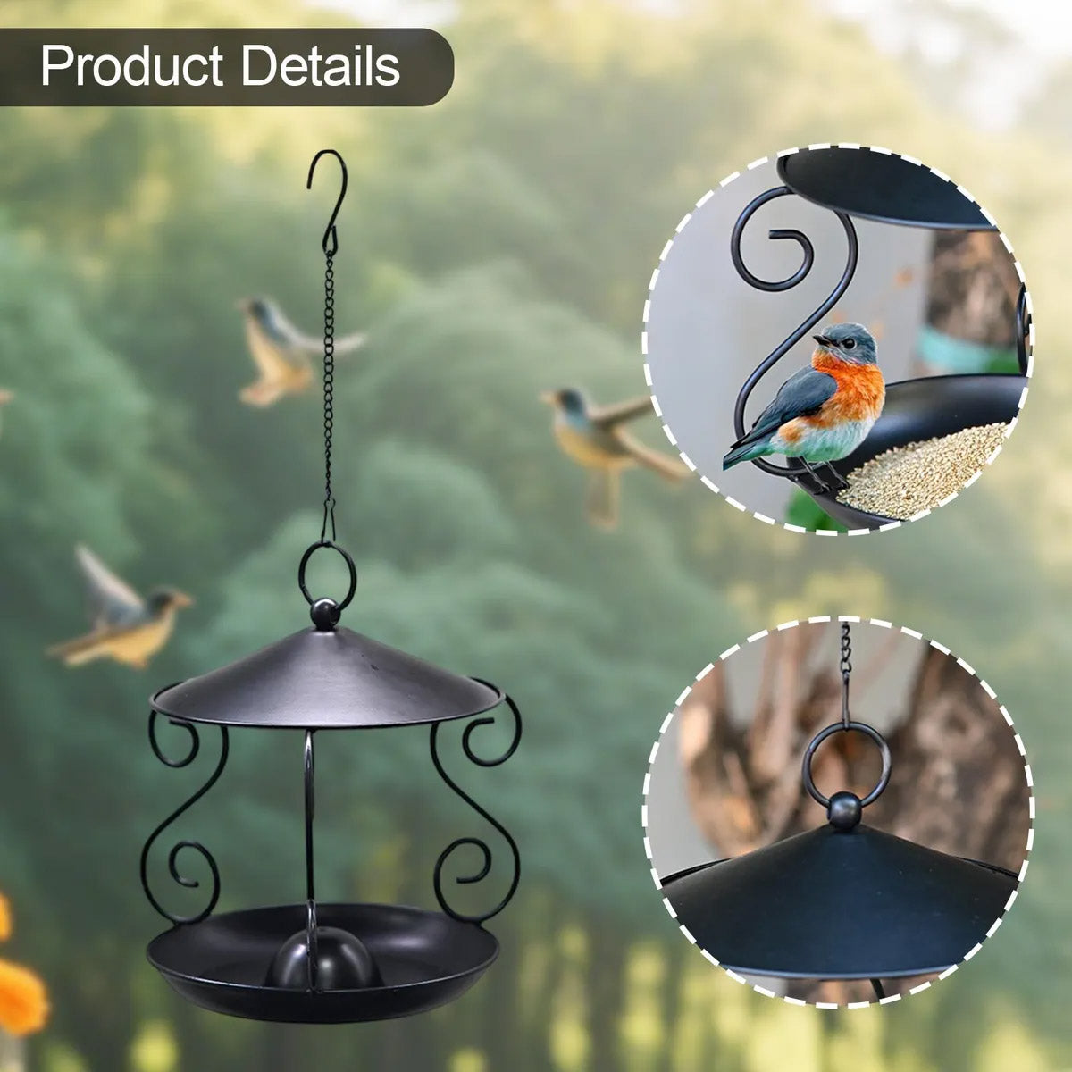 Hanging Metal Bird Feeder for Outdoor Garden & Wild Birds