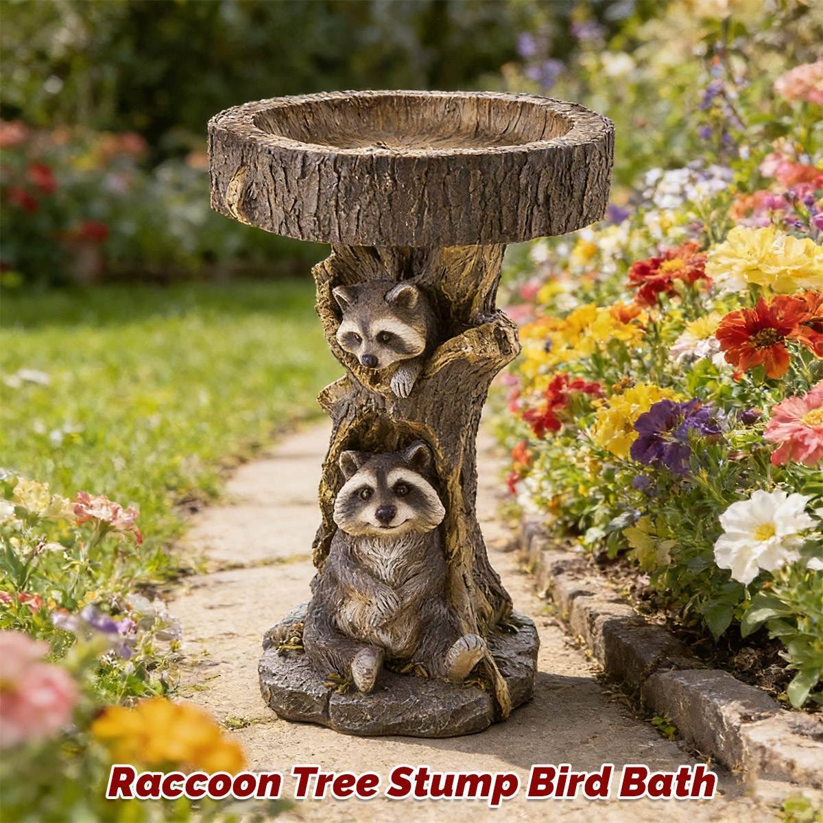 Resin Bird Feeder Birdbath Statue - Outdoor Garden Decor with Animal Design