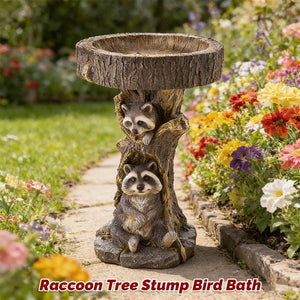 Resin Bird Feeder Birdbath Statue - Outdoor Garden Decor with Animal Design