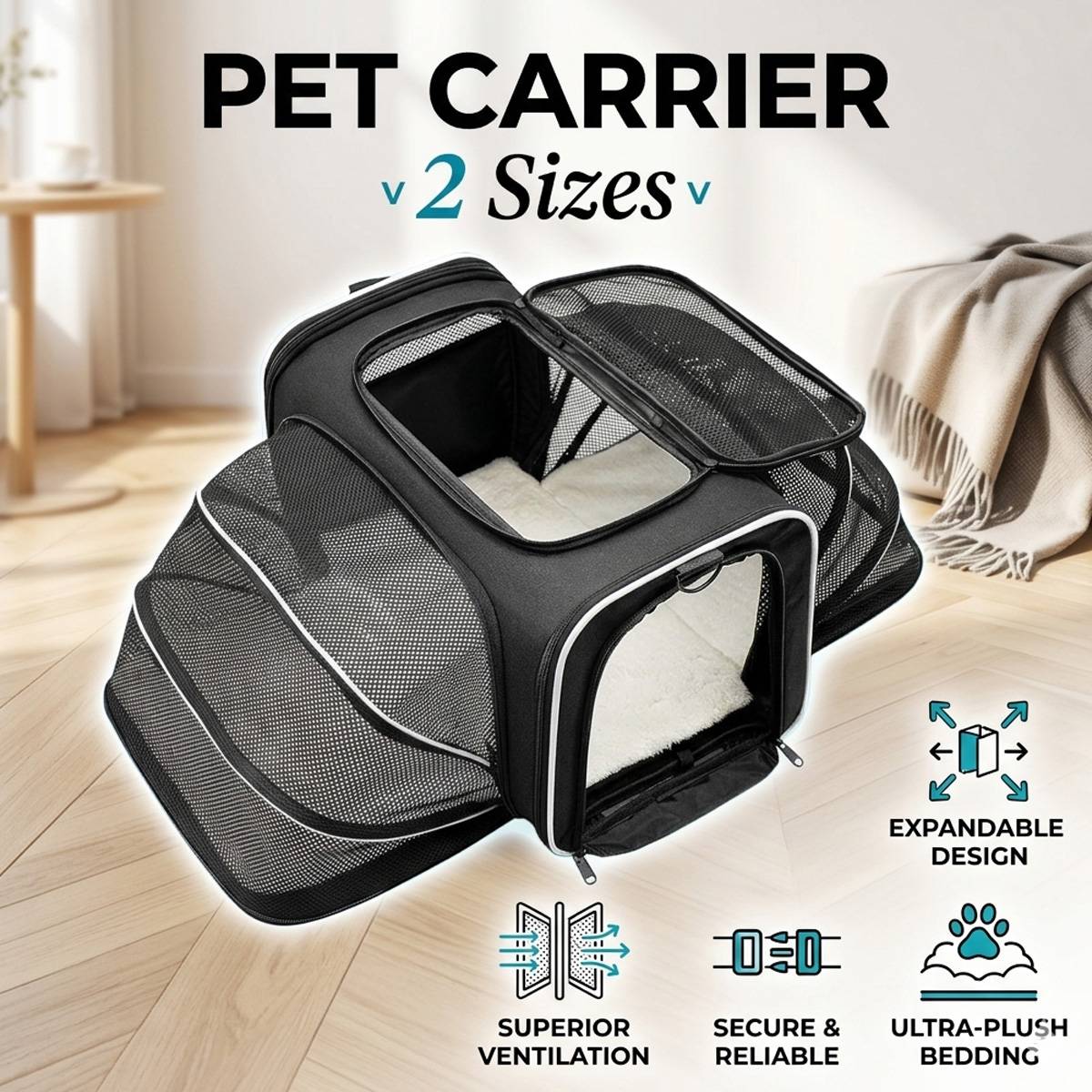 Cat Carrier Bag - Extended Portable Pet Bag for Small Dogs