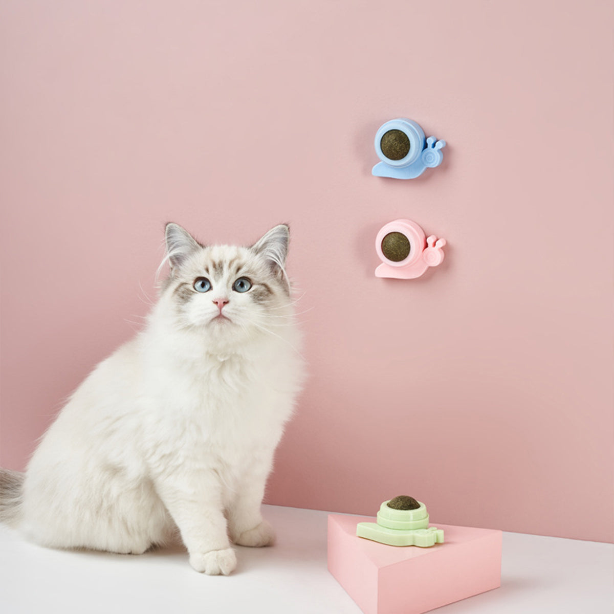 Snail Shape Catnip Toy Set With Adhesive Back and Mint Ball