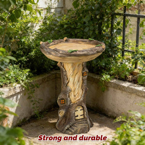 Resin Bird Feeder Birdbath Statue - Outdoor Garden Decor with Animal Design